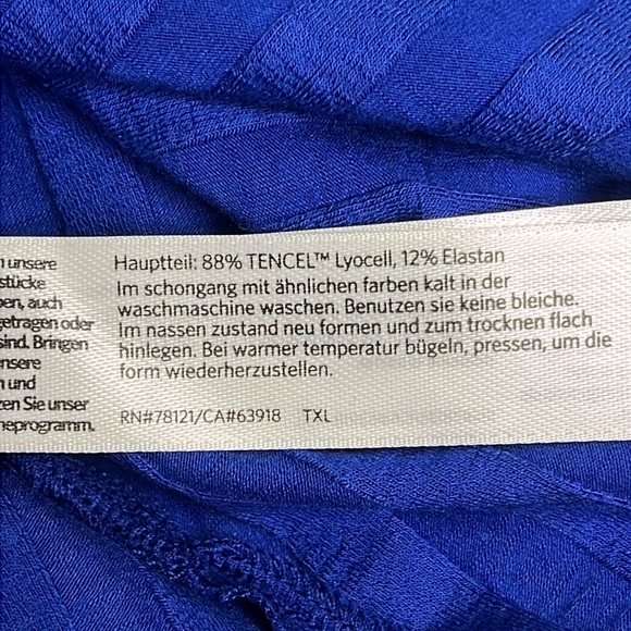 Eileen Fisher Ribbed Mock-Neck Dress Royal Blue Size medium Shift Short Sleeve - Picture 8 of 13